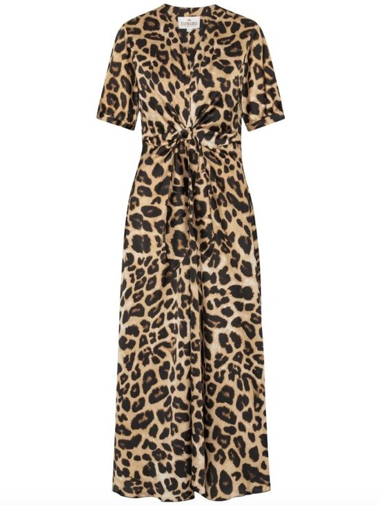 Karmamia Dresses & Skirts - Karmamia Faye Maxi Dress Leopard Print Tie Waist Silk Boho S